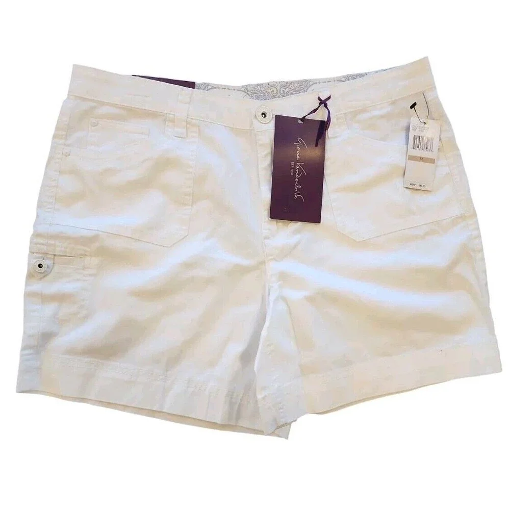 GLORIA VANDERBILT White Shorts Size 12 SAMMY NEW - Picture 1 of 3